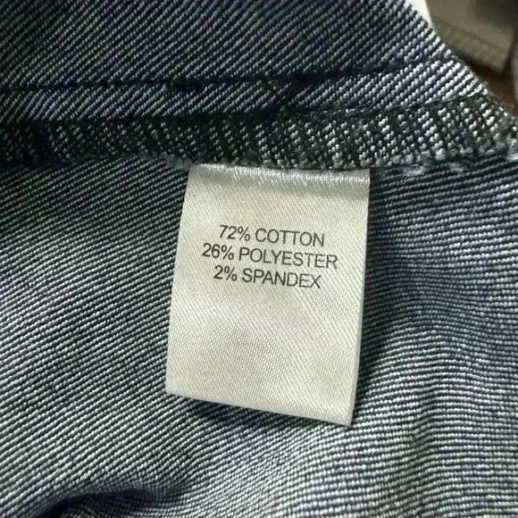 Moelleux Womens M V-Neck Denim Bell Sleeves Frayed Hem Laced Back Hobo Tunic Top - Picture 9 of 10